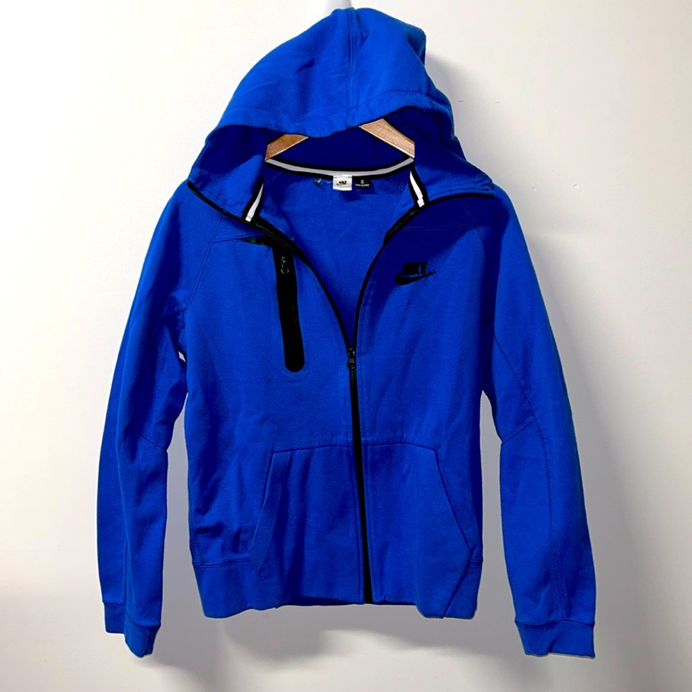 Nike Hooded Cobalt Blue Sweatshirt Full Zipper‎ With Pockets- Small